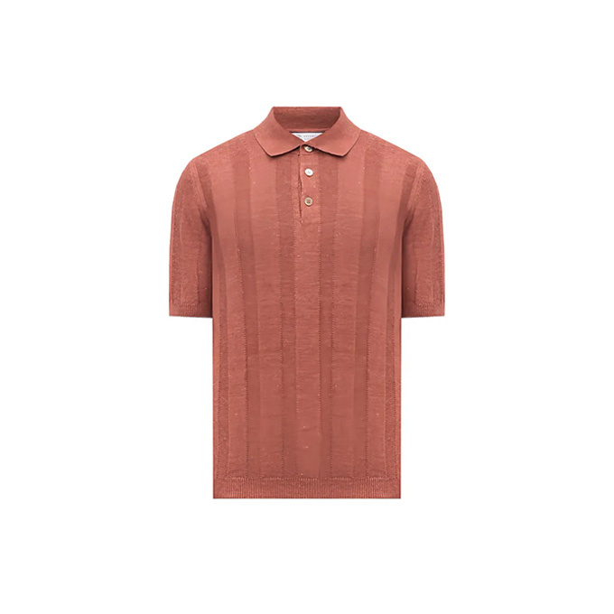 brunello cucinelli rib jacquard knit polo shirt